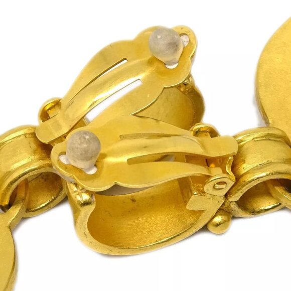 Chanel Dangle Heart Earrings Clip-On Gold 95P - Picture 3 of 4